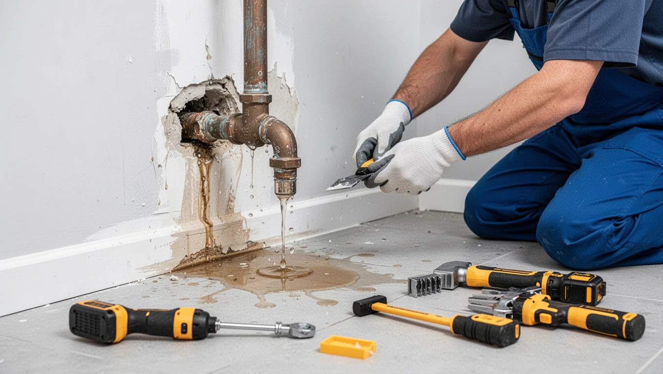 Leaking Pipe Water Damage Repair